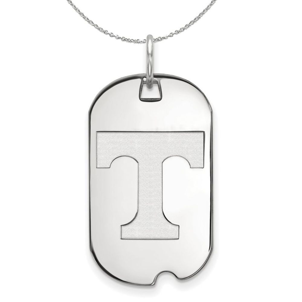 Sterling Silver U. of Tennessee Initial T Dog Tag Necklace - 16 Inch